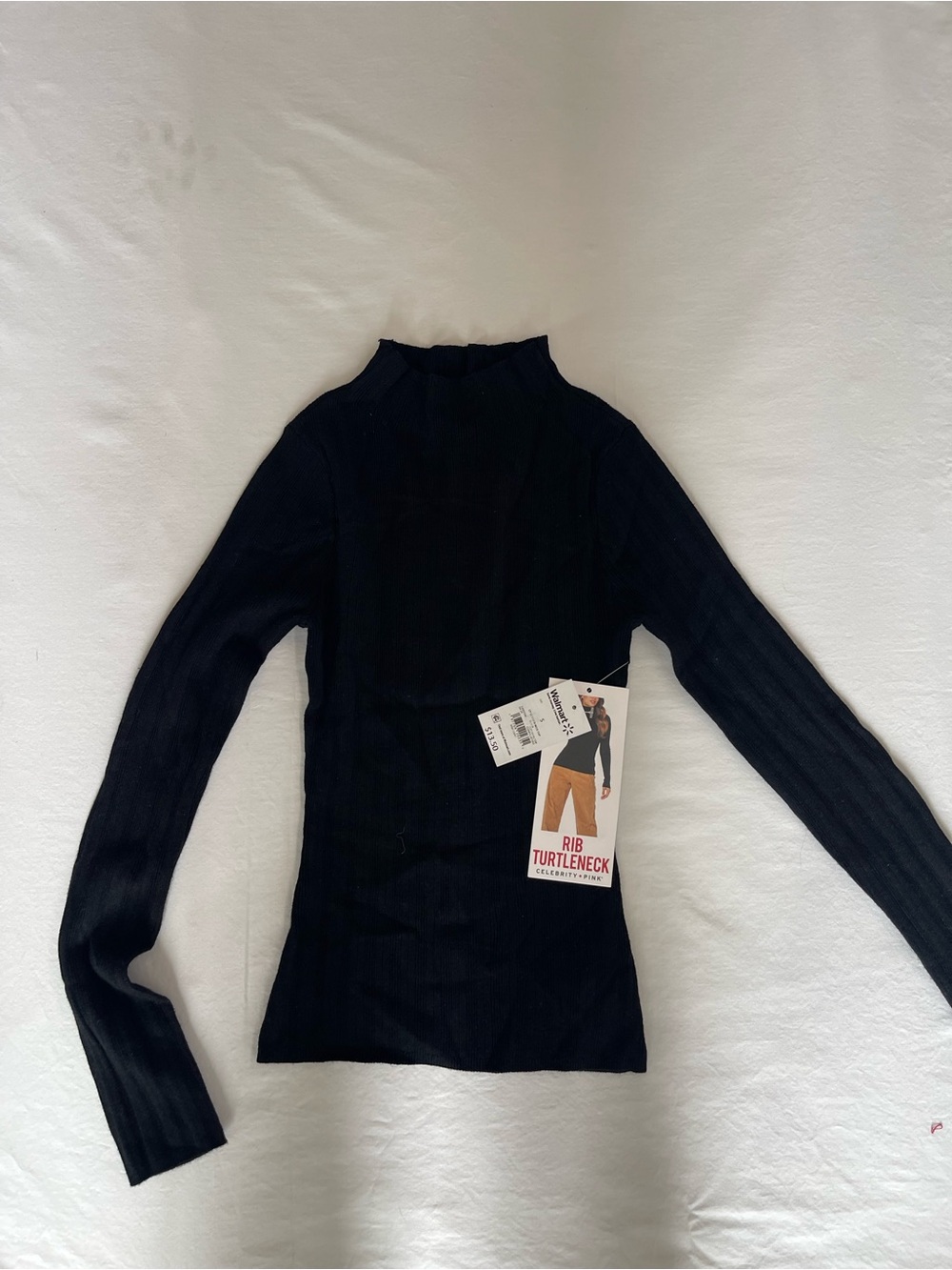 Celebrity Pink Black Ribbed Mock‎ Neck Long Sleeve Top